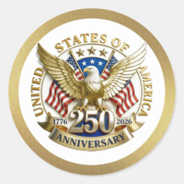 250th Anniversary USA Patriotic | 1776–2026 Ronde Sticker