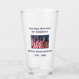250th Anniversary USA Patriotic American Flag Pint Glas