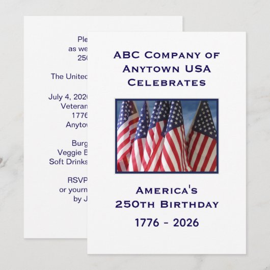 250th Anniversary USA Patriotic American Flags BBQ Kaart (Voorkant / Achterkant)