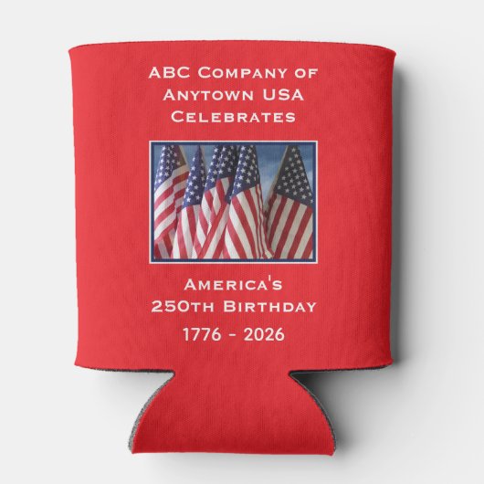 250th Anniversary USA Patriotic American Flags Blikjeskoeler (Achterkant)