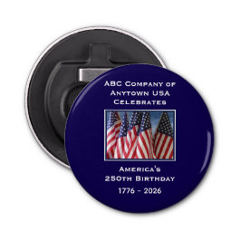 250th Anniversary USA Patriotic American Flags Button Flesopener