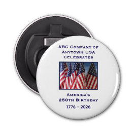 250th Anniversary USA Patriotic American Flags Button Flesopener