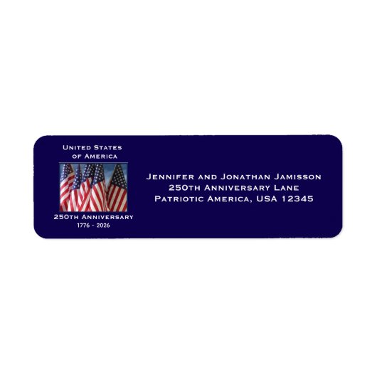 250th Anniversary USA Patriotic American Flags Etiket (Voorkant)