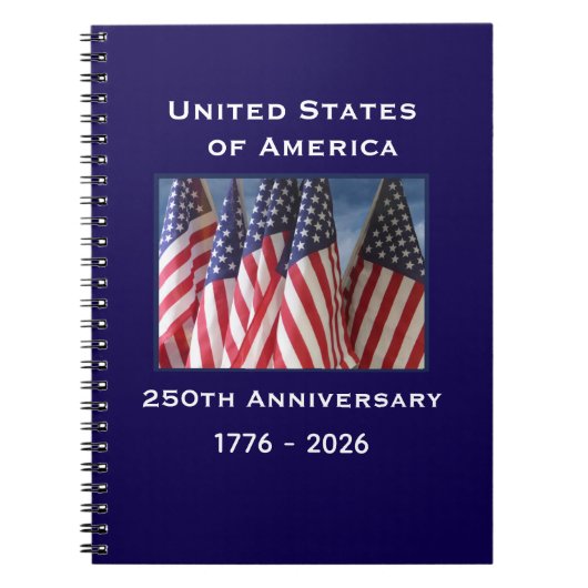 250th Anniversary USA Patriotic American Flags Notitieboek (Voorkant)