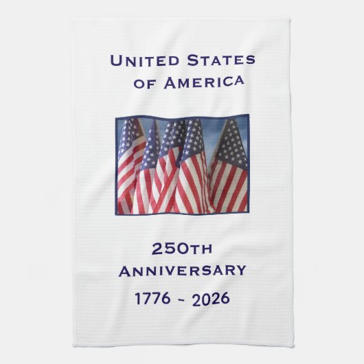 250th Anniversary USA Patriotic American Flags Theedoek (Verticaal)