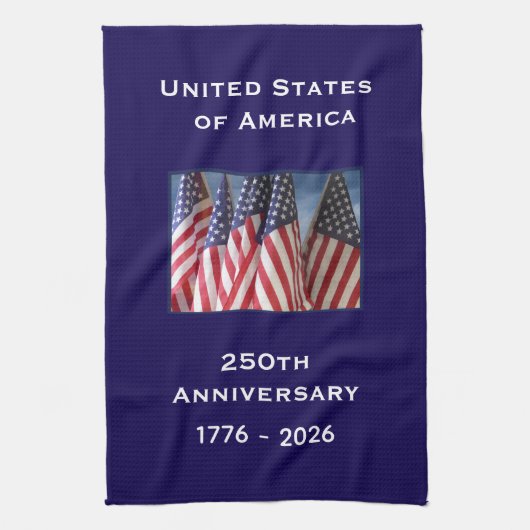 250th Anniversary USA Patriotic American Flags Theedoek (Verticaal)