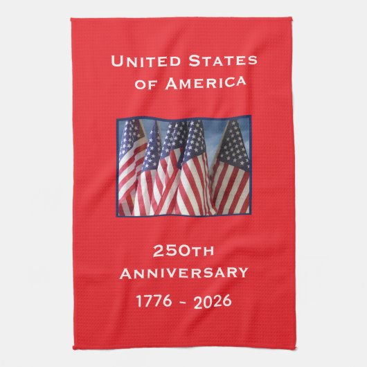 250th Anniversary USA Patriotic American Flags Theedoek (Verticaal)