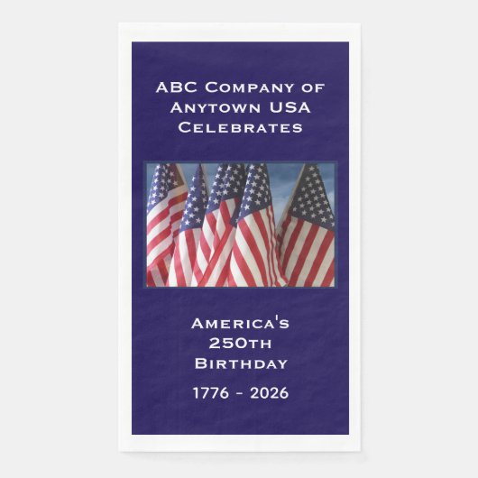 250th Anniversary USA Patriotic Flags Paper Servet (Voorkant)