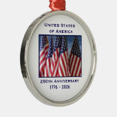 250th Anniversary USA Patriotic Flags Premium Metalen Ornament (Rechts)