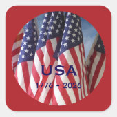 250th Anniversary USA Patriotic Flags Premium Vierkante Sticker (Voorkant)