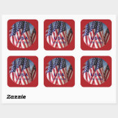 250th Anniversary USA Patriotic Flags Premium Vierkante Sticker (Vel)