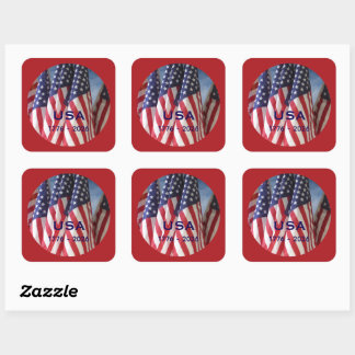 250th Anniversary USA Patriotic Flags Premium Vierkante Sticker