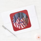 250th Anniversary USA Patriotic Flags Premium Vierkante Sticker (Envelop)