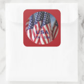 250th Anniversary USA Patriotic Flags Premium Vierkante Sticker (Tas)