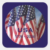 250th Anniversary USA Patriotic Flags Premium Vierkante Sticker (Voorkant)