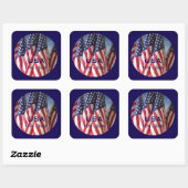 250th Anniversary USA Patriotic Flags Premium Vierkante Sticker (Vel)