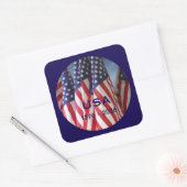 250th Anniversary USA Patriotic Flags Premium Vierkante Sticker (Envelop)