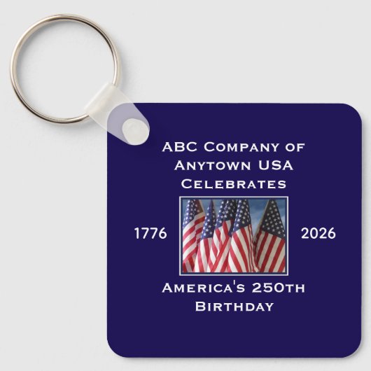 250th Anniversary USA Patriotic Flags  Sleutelhanger (Voorkant)