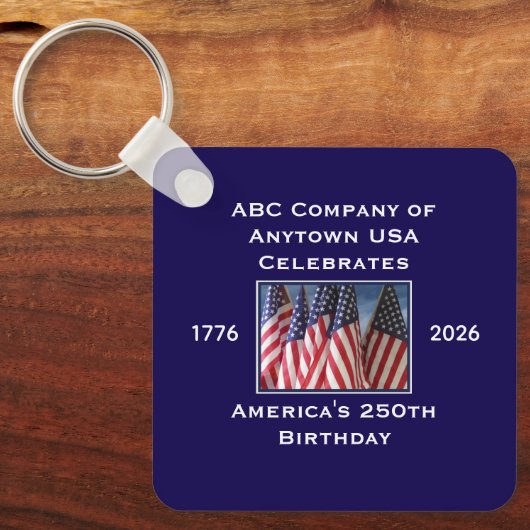 250th Anniversary USA Patriotic Flags Sleutelhanger (Voorkant)