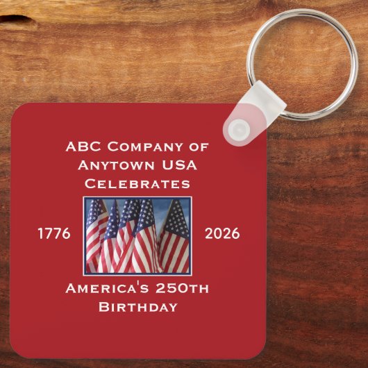 250th Anniversary USA Patriotic Flags  Sleutelhanger (Achterkant)