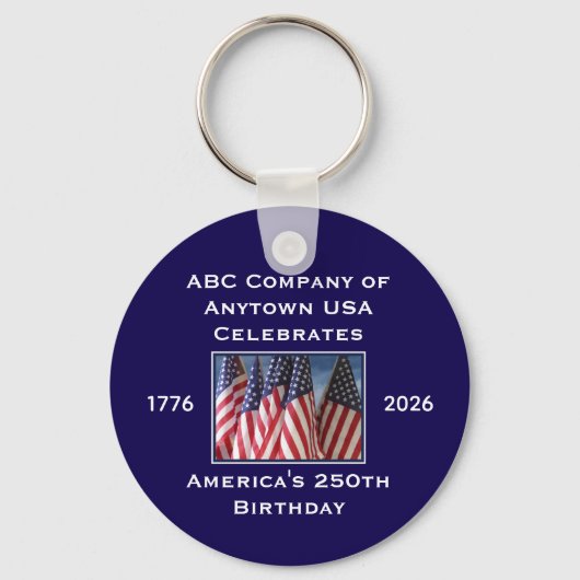 250th Anniversary USA Patriotic Flags  Sleutelhanger (Voorkant)
