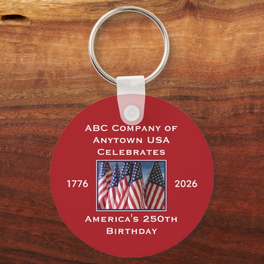 250th Anniversary USA Patriotic Flags  Sleutelhanger (Achterkant)