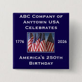 250th Anniversary USA Patriotic Flags  Vierkante Button 5,1 Cm (Voorkant)