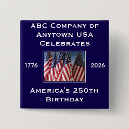 250th Anniversary USA Patriotic Flags  Vierkante Button 5,1 Cm