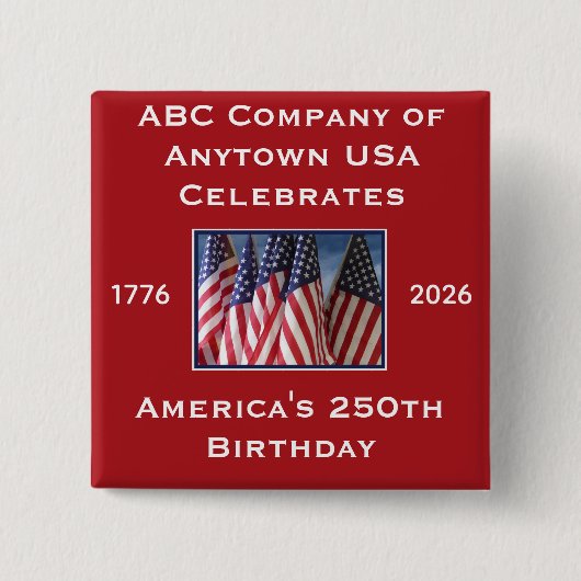250th Anniversary USA Patriotic Flags  Vierkante Button 5,1 Cm (Voorkant)