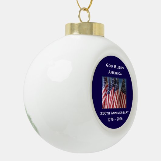 250th Anniversary USA Patriotic God Bless America  Keramische Bal Ornament (Links)