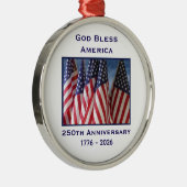 250th Anniversary USA Patriotic God Bless America  Metalen Ornament (Rechts)