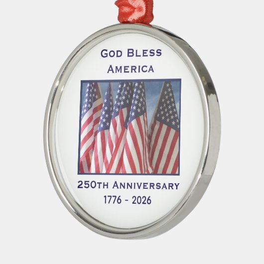 250th Anniversary USA Patriotic God Bless America  Metalen Ornament (Links)