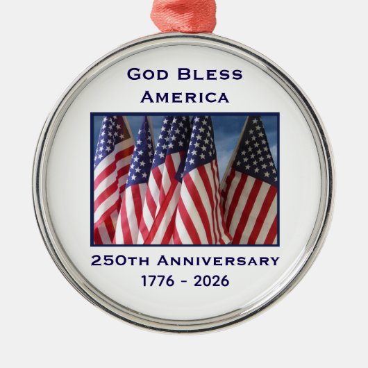250th Anniversary USA Patriotic God Bless America  Metalen Ornament (Voorkant)
