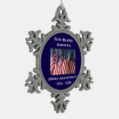 250th Anniversary USA Patriotic God Bless America  Tin Sneeuwvlok Ornament (Links)