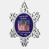 250th Anniversary USA Patriotic God Bless America  Tin Sneeuwvlok Ornament (Rechts)