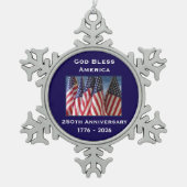 250th Anniversary USA Patriotic God Bless America  Tin Sneeuwvlok Ornament (Voorkant)