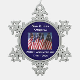 250th Anniversary USA Patriotic God Bless America  Tin Sneeuwvlok Ornament