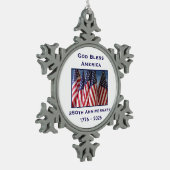 250th Anniversary USA Patriotic God Bless America  Tin Sneeuwvlok Ornament (Links)