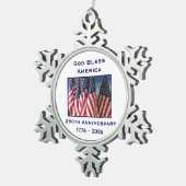 250th Anniversary USA Patriotic God Bless America  Tin Sneeuwvlok Ornament (Rechts)