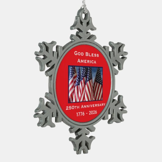 250th Anniversary USA Patriotic God Bless America  Tin Sneeuwvlok Ornament (Links)