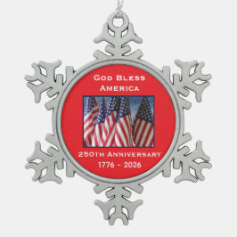 250th Anniversary USA Patriotic God Bless America  Tin Sneeuwvlok Ornament