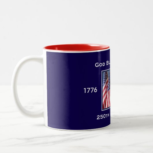250th Anniversary USA Patriotic God Bless America Tweekleurige Koffiemok (Links)