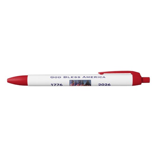 250th Anniversary USA Patriotic God Bless America Zwarte Inkt Pen (Bovenkant)