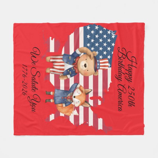 250th Birthday America Fleece Blanket (Voorkant (Horizontaal))