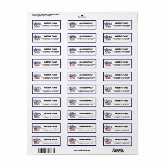 250th Celebration Label (Full Sheet)