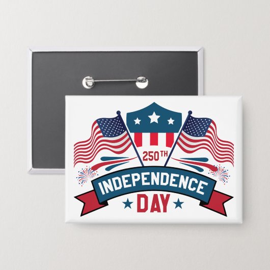 250th Independence Day USA Flags & Fireworks Button (Voorkant / Achterkant)