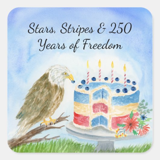 250th Independence Day Vierkante Sticker (Voorkant)