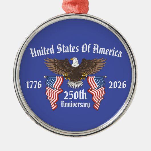 250th USA Anniversary 4th Of July Independence Day Metalen Ornament (Voorkant)