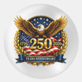 250th USA Anniversary Eagle Emblem  Ronde Sticker (Voorkant)