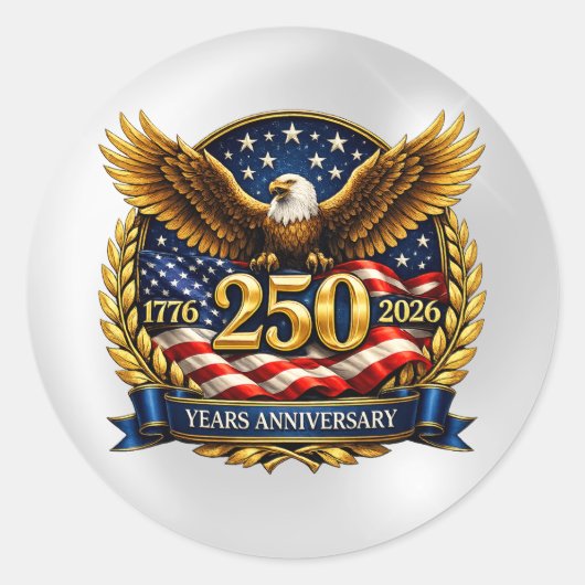 250th USA Anniversary Eagle Emblem  Ronde Sticker (Voorkant)
